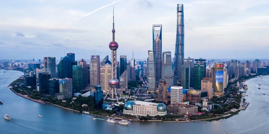 Aerial view of Lujiazui, Huangpu River, Shanghai, China