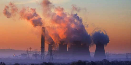 A power station in the evening sunset