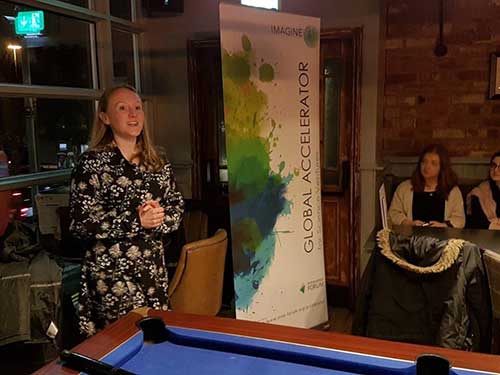 A speaker at a Manchester Innovation Forum Pitch in a Pub event