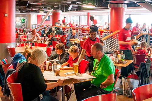 A fast-food restaurant at Manchester United's Old Trafford stadium