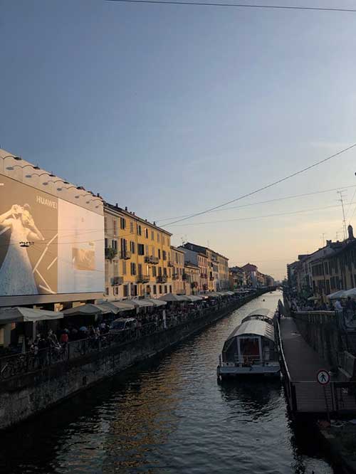 A view of a canal in Milan taken from a bridge