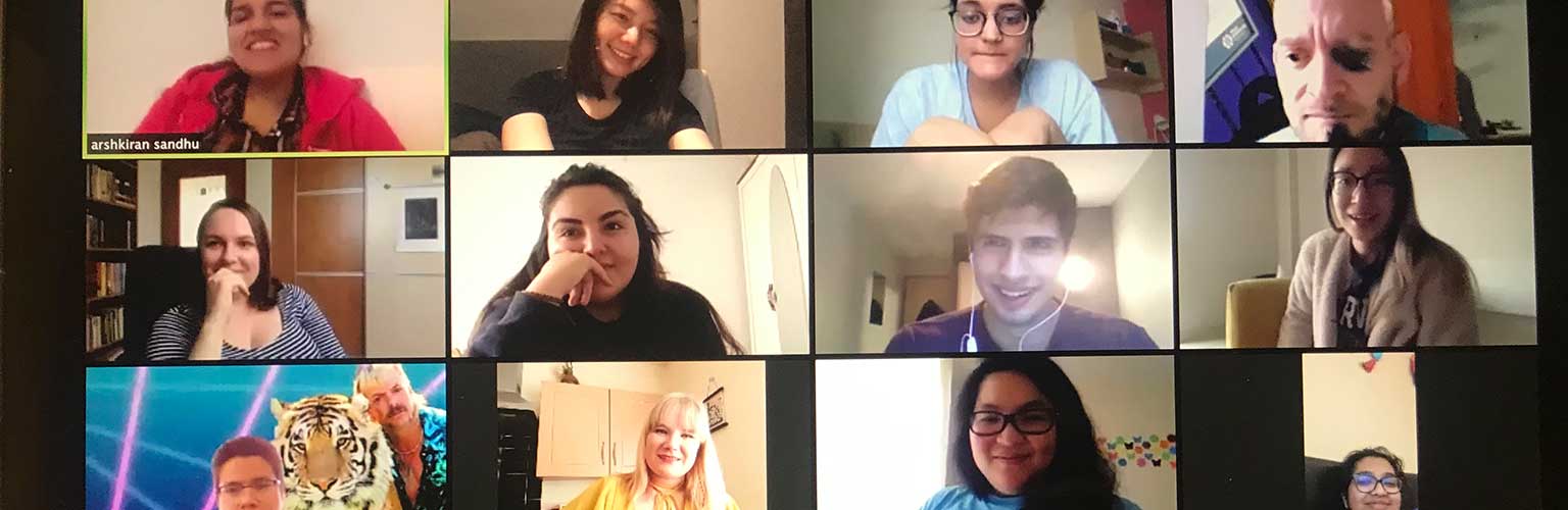 A screen shot of a video call between student friends