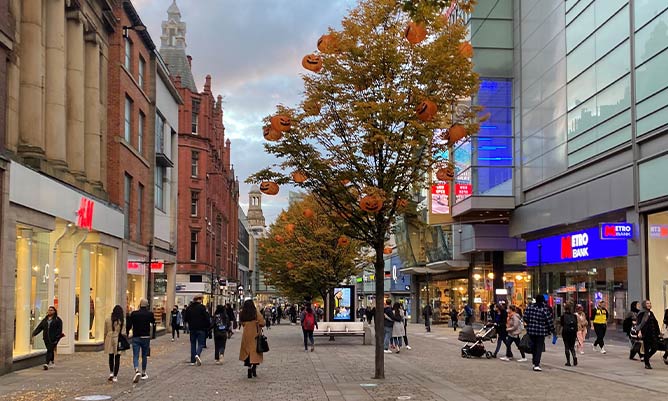 A view down Market Street in Manchester