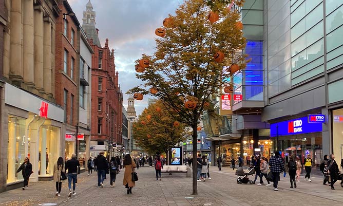 A view down Market Street in Manchester