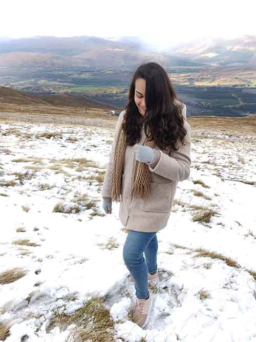 Payal Mehta in the snow on Ben Nevis