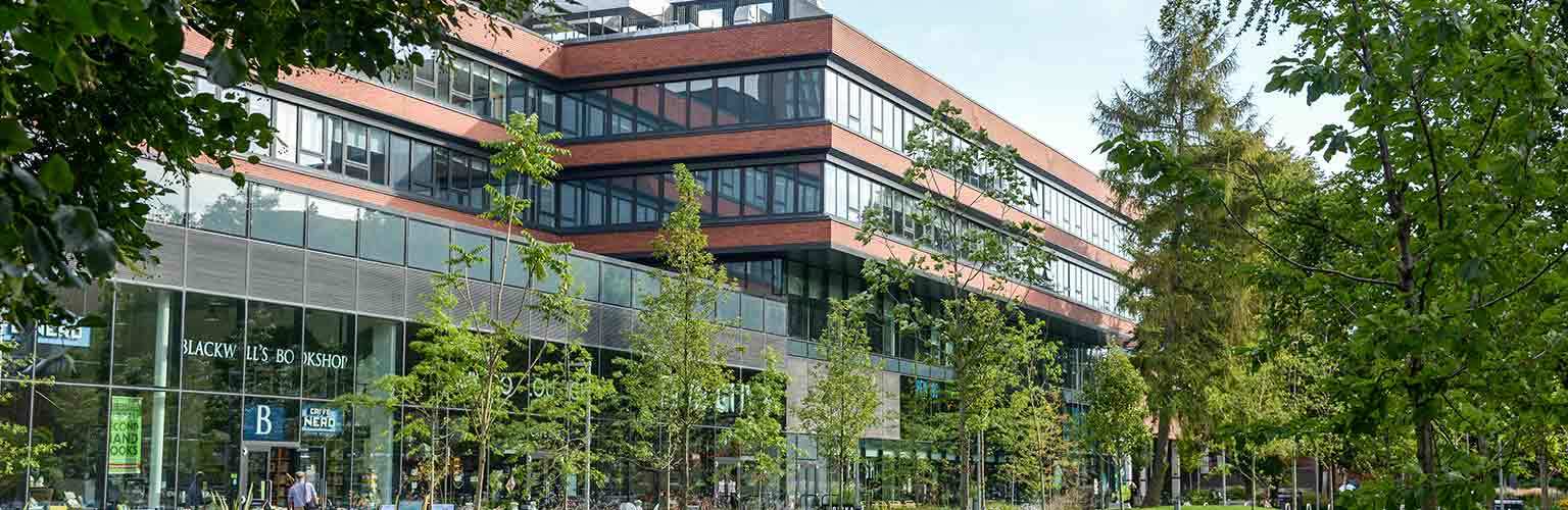 The Alliance Manchester Business School building from University Green