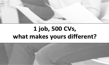 A grey banner which asks what makes your CV different from 500 others