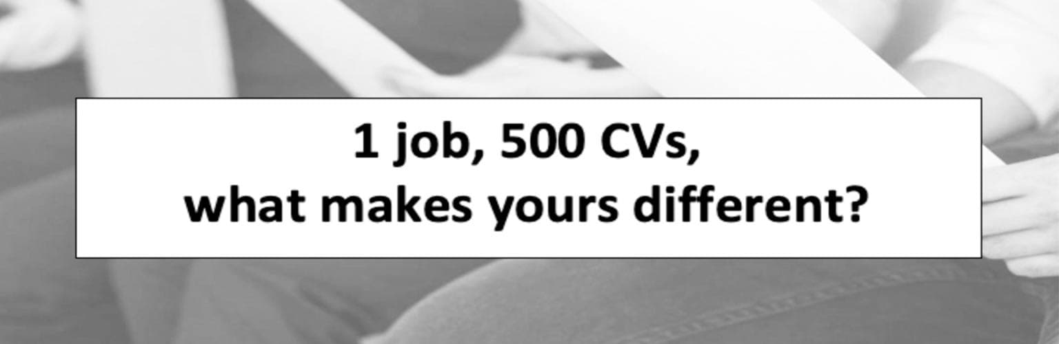 A grey banner which asks what makes your CV different from 500 others