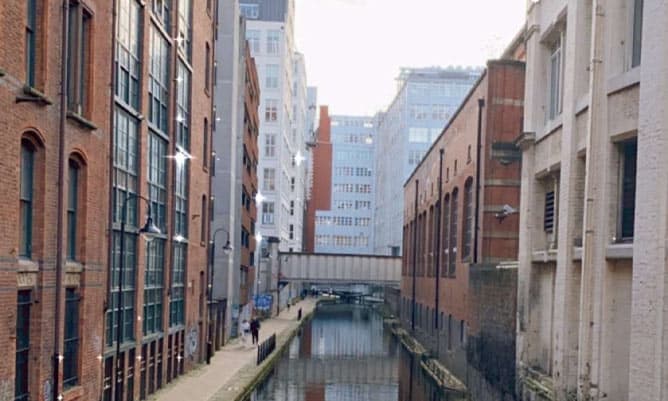 A view of the new Manchester buildings from Deansgate