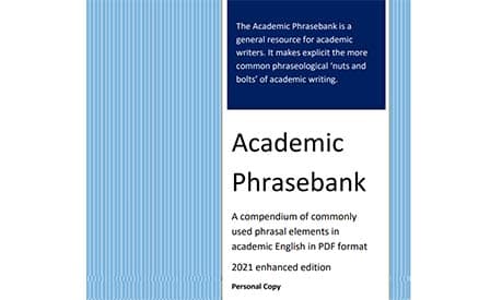 A screenshot of an online leaflet that says academic phrasebank