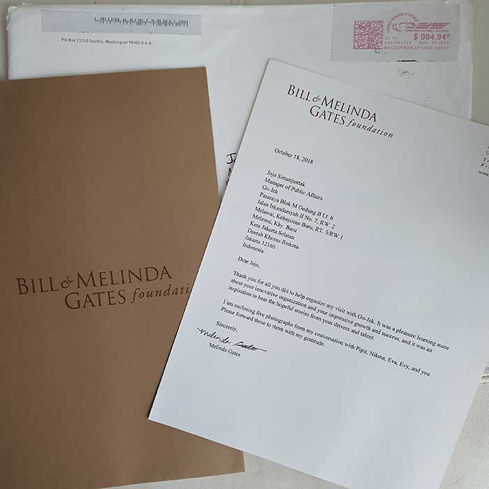 Yoanita Simanjuntak's letter from Melinda Gates