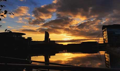 Salford Quays in the sunset