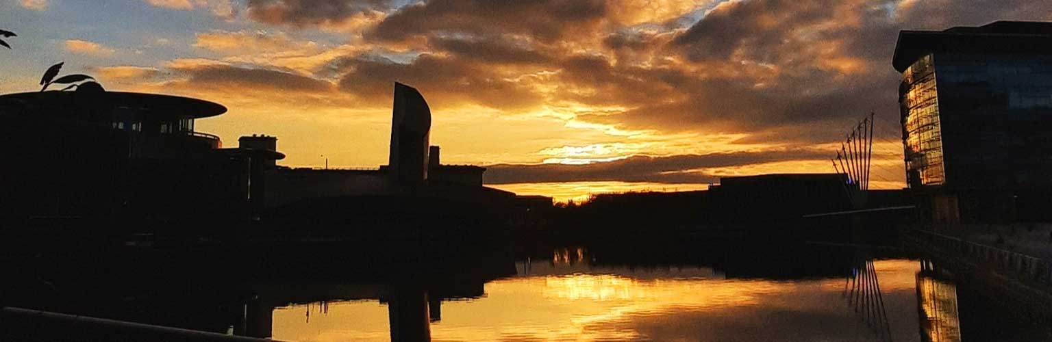 Salford Quays in the sunset