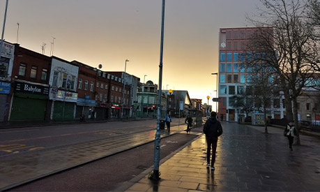 A view looking towards the Footage pub on Oxford Road