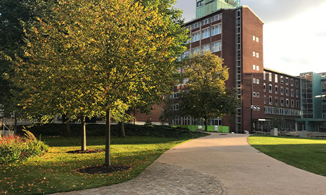 A view of the University of Manchester from Brunswick Park