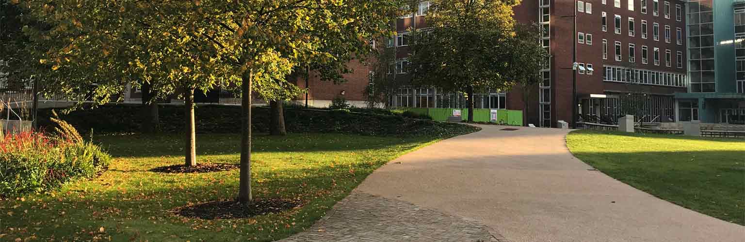 A view of the University of Manchester from Brunswick Park