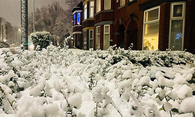 A snow covered street in the UK 