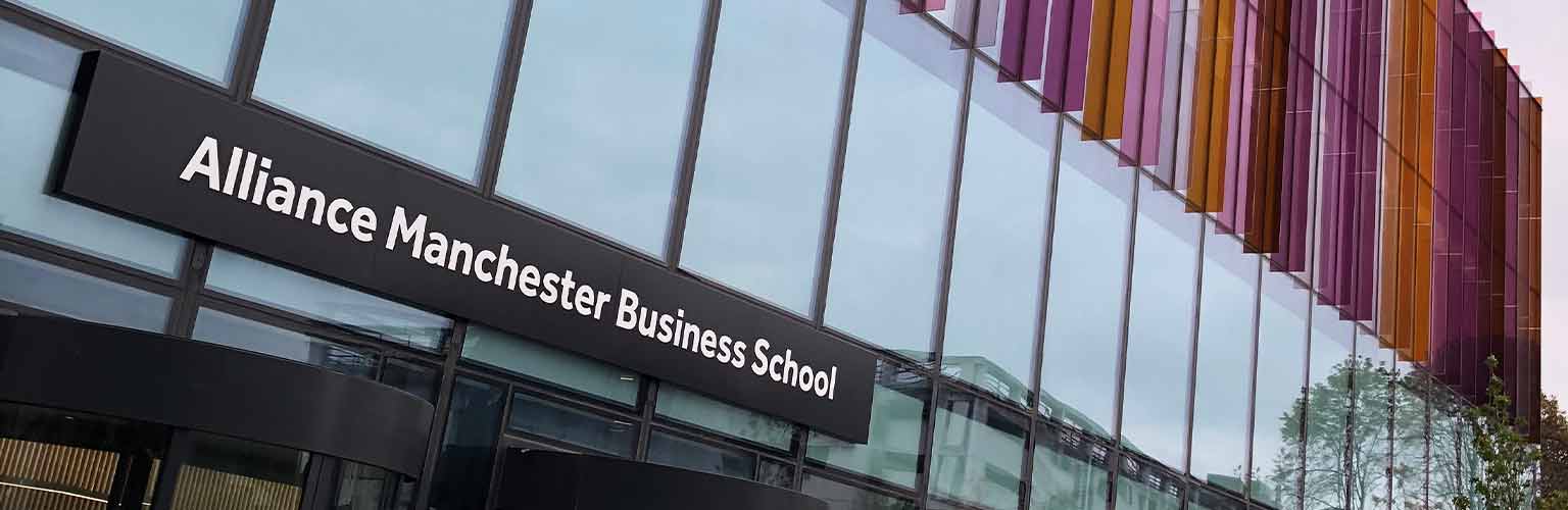 The front of the Alliance Manchester Business School building