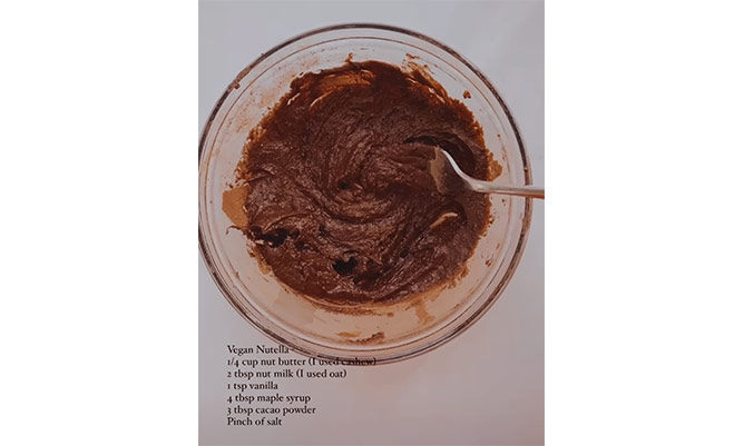 A picture of a recipe of how to create vegan nutella