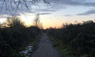 Stretford Meadows with a scattering of snow