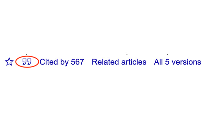 A screenshot showing how you can find cited articles 
