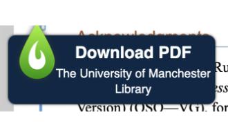 A screenshot showing how to download PDFs at the UoM library