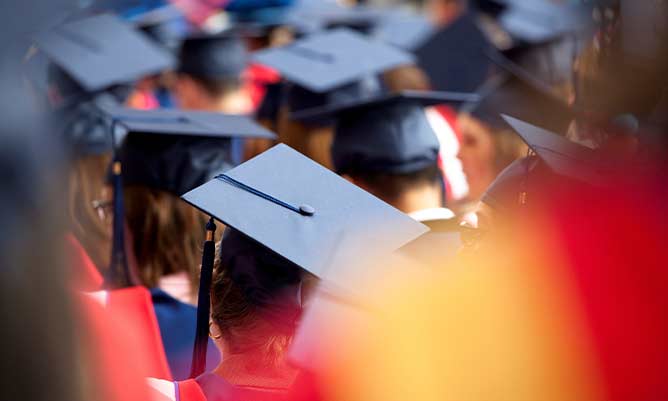 A picture of graduation caps