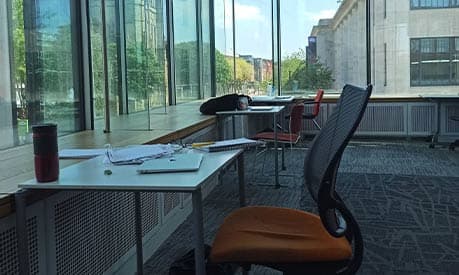 A study space in Alan Gilbert Learning Commons in Manchester
