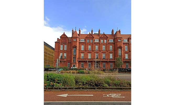 Manchester building in the sun