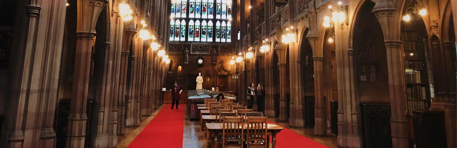 The inside of the John Rylands Library