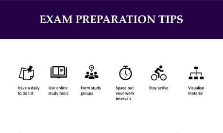 An infographic on exam preparation tips