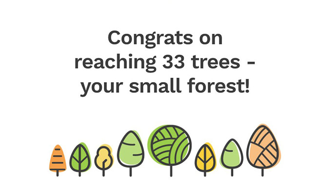 screenshot of tree planting app