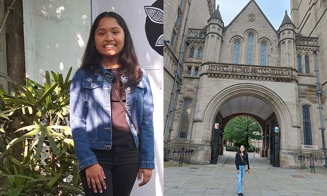 Hardika Gupta outside the University of Manchester