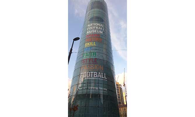 The front of the National Football Museum in Manchester