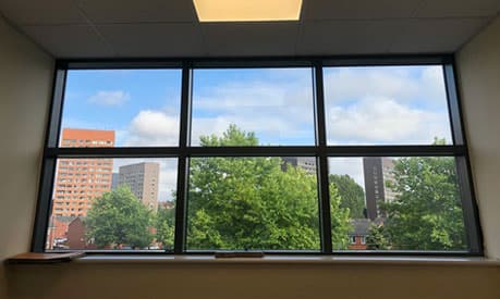 A view from Lanxin Hu's window of the Manchester skyline