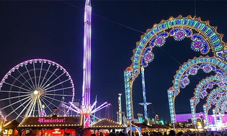 A picture of winter wonderland in London at night