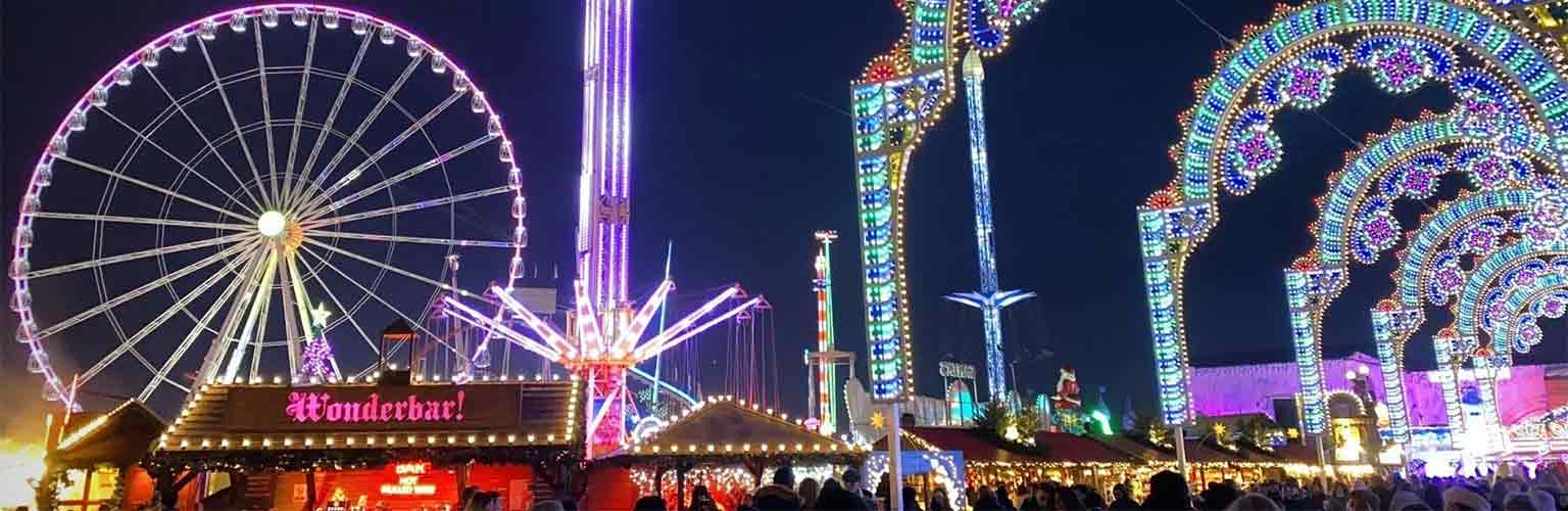 A picture of winter wonderland in London at night