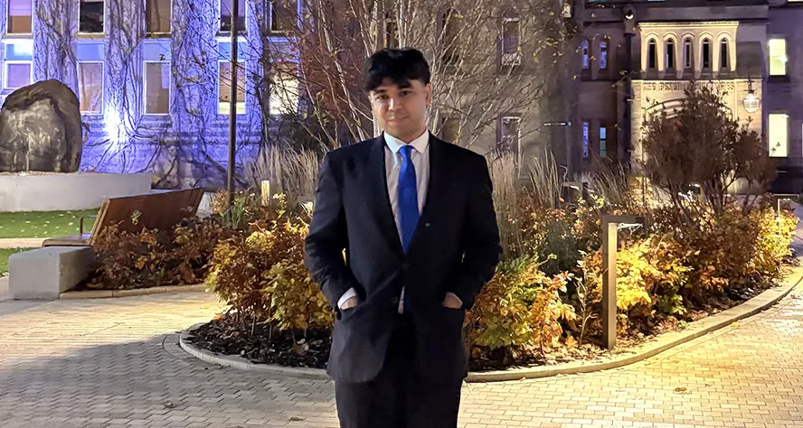 Param Bhatia, a student at the University of Manchester, pictured at the University Quadrant.