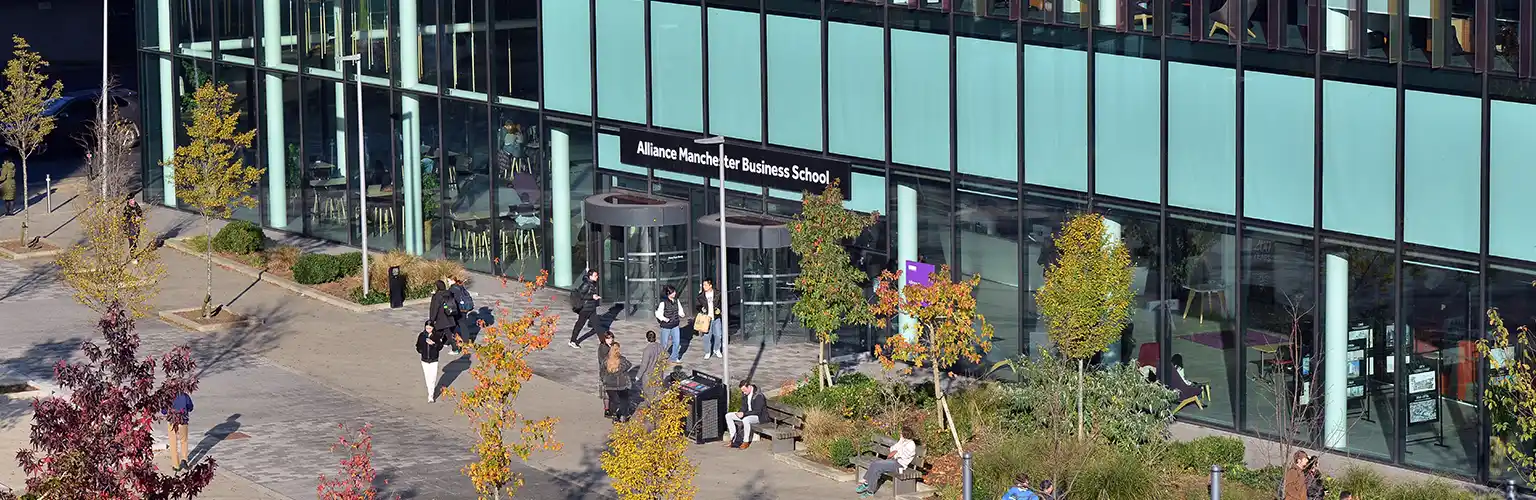 Alliance MBS building entrance on a sunny autumn day.