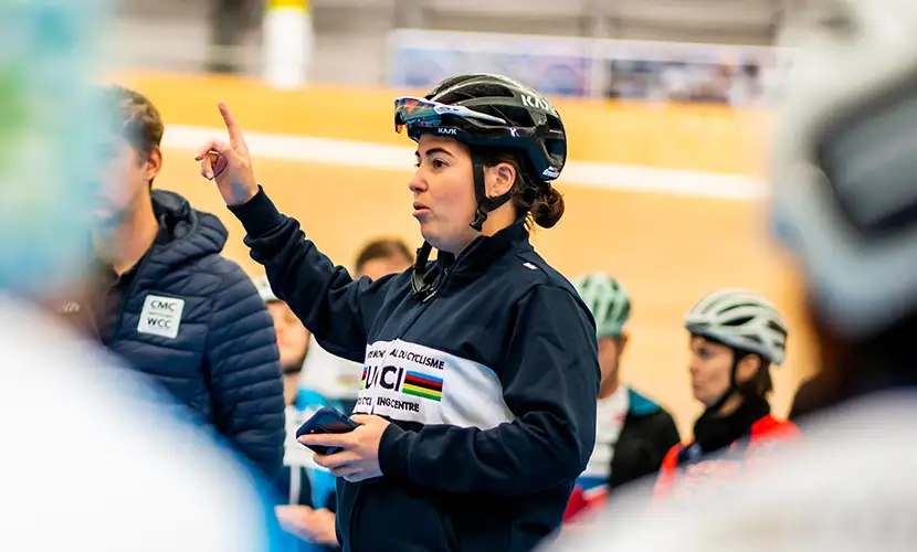 Alex Greenfield in a cycling helmet.