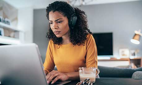 Female using a laptop