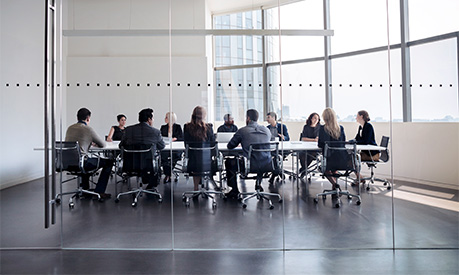 a meeting room in an office setting