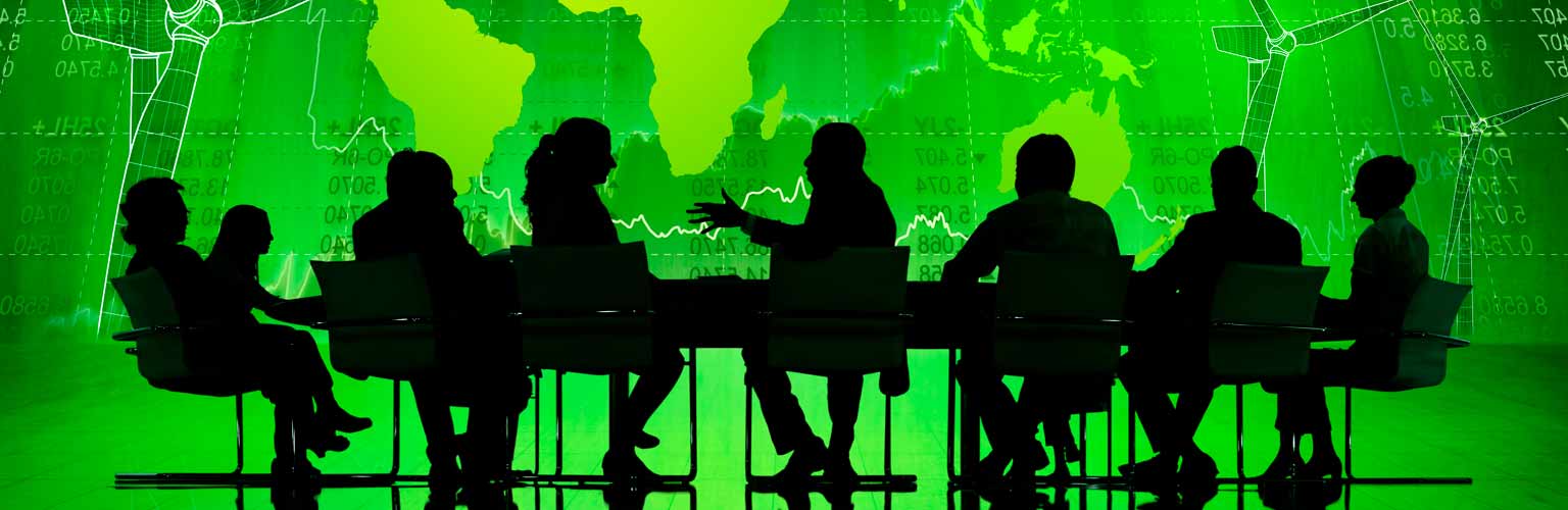 business discussion on green background showing a map