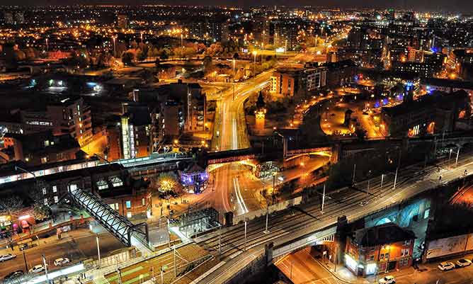 manchester at night
