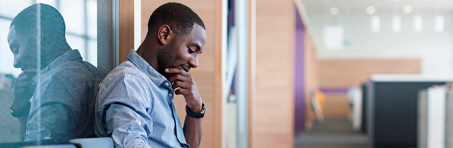 male student preparing for interview