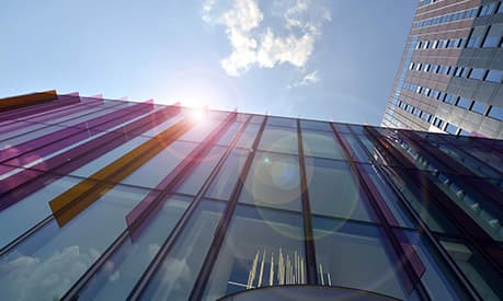 The Executive Education building at Alliance Manchester Business School in the sunshine 