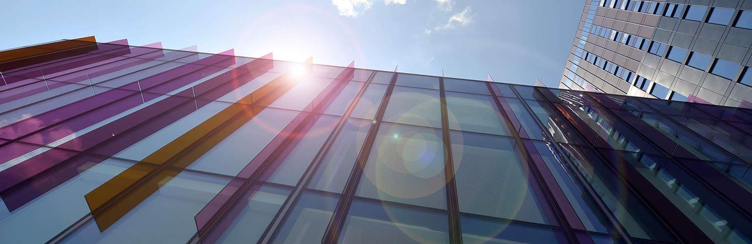 The Executive Education building at Alliance Manchester Business School in the sunshine 