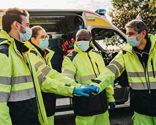 four emergency responders together