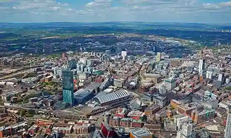 aerial view of Manchester city centre