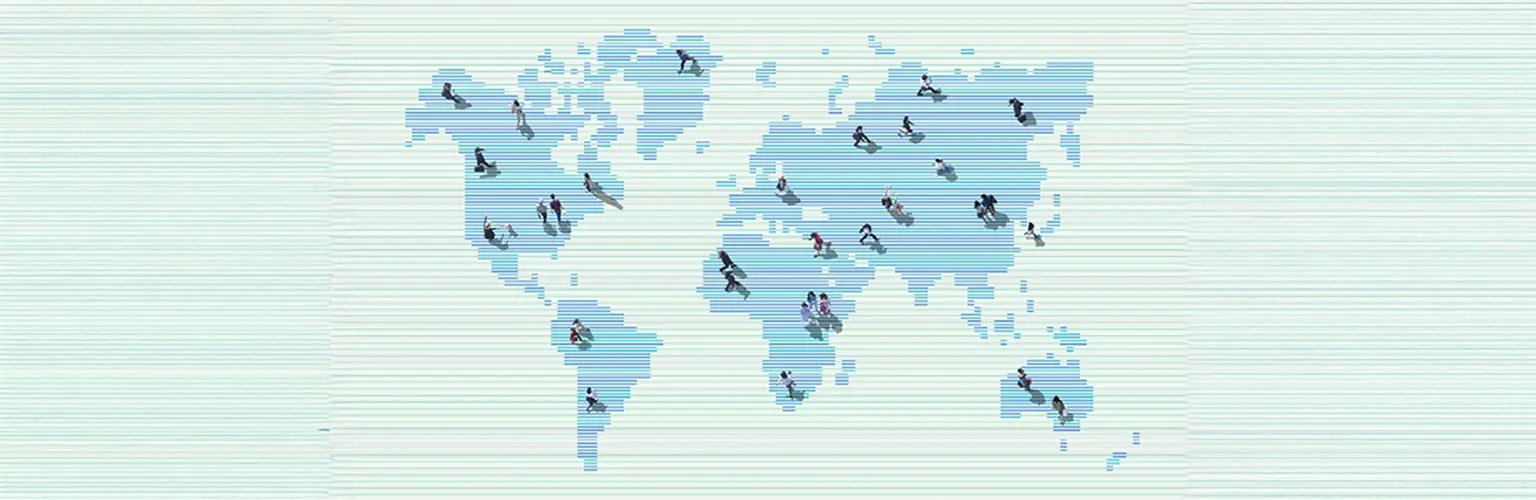 People walking across the world